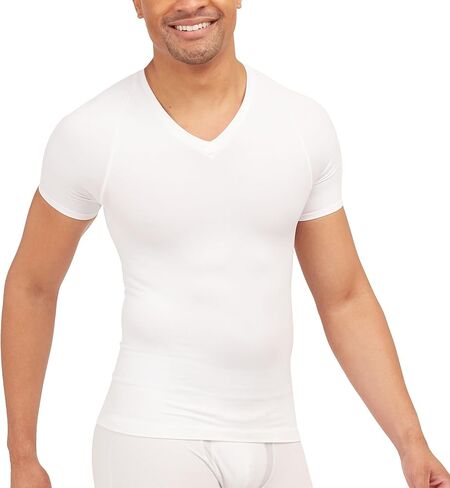 SPANX Men’s Ultra Sculpt Cotton Spandex V-Neck - Men’s Base Layer - Flattering Everyday Support - Breathable & Moisture Wicking - Bright White - Medium - 2-Pack in Kuwait