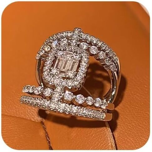 925 Sterling Silver French Royal Style Ring - Exquisite Vintage Inspired Jewelry for Women, Elegant Cubic Zirconia Cocktail Ring Size 7 in Saudi Arabia
