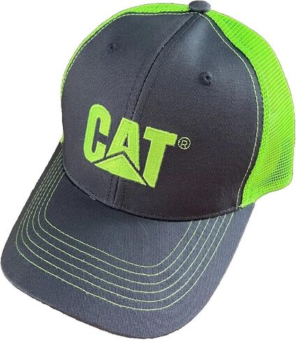 Caterpillar Equipment Safety Neon Green & Charcoal Gray Mesh Twill Cap/Hat in Saudi Arabia