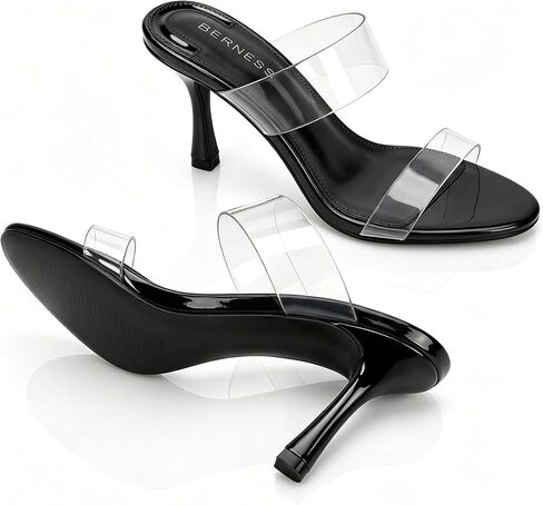 Berness Clear Strap Heels for Women – Open Toe, 2.5-inch Stiletto High Heel Sandals, Elegant Summer Party, Wedding, Office, and Evening Shoes in Kuwait