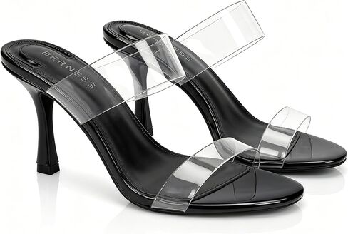Berness Clear Strap Heels for Women – Open Toe, 2.5-inch Stiletto High Heel Sandals, Elegant Summer Party, Wedding, Office, and Evening Shoes in Kuwait