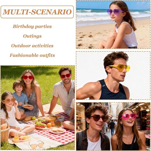16 Pcs Heart Shaped Sunglasses,Candy Color Rimless Heart Sunglasses,Trendy Glasses for Women Men Rave Bachelorette Party Favor,Color Sunglasses,16 Colors in Saudi Arabia