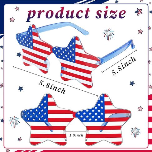 Arrowbash 24 Pairs 250th Anniversary Sunglasses 4th of July Party Favors Bulk American Flag Star Accessories Gifts Bulk with 250th Anniversary Tags for Independence Day Parade Party in Kuwait