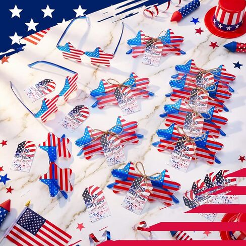 Arrowbash 24 Pairs 250th Anniversary Sunglasses 4th of July Party Favors Bulk American Flag Star Accessories Gifts Bulk with 250th Anniversary Tags for Independence Day Parade Party in Kuwait
