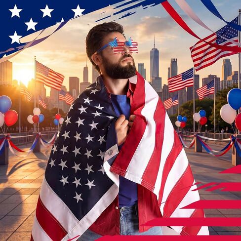 Arrowbash 24 Pairs 250th Anniversary Sunglasses 4th of July Party Favors Bulk American Flag Star Accessories Gifts Bulk with 250th Anniversary Tags for Independence Day Parade Party in Kuwait