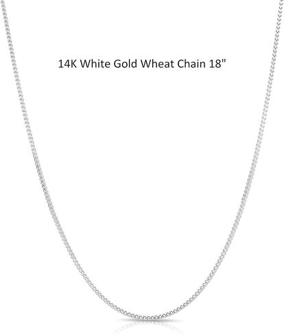 14K Solid White Gold Wheat Chain Pendant Necklace 18in, 1mm Width in Saudi Arabia