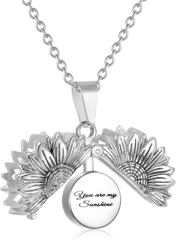 Personalized Sunflower Cremation Jewelry for Ashes You Are My Sunshine Flower Urn Necklace for Ashes of Loved Ones Keepsake Memorial Urn Necklace Pendant for Women Men in Kuwait