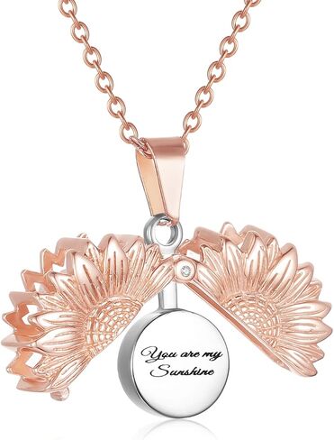 Personalized Sunflower Cremation Jewelry for Ashes You Are My Sunshine Flower Urn Necklace for Ashes of Loved Ones Keepsake Memorial Urn Necklace Pendant for Women Men in Kuwait