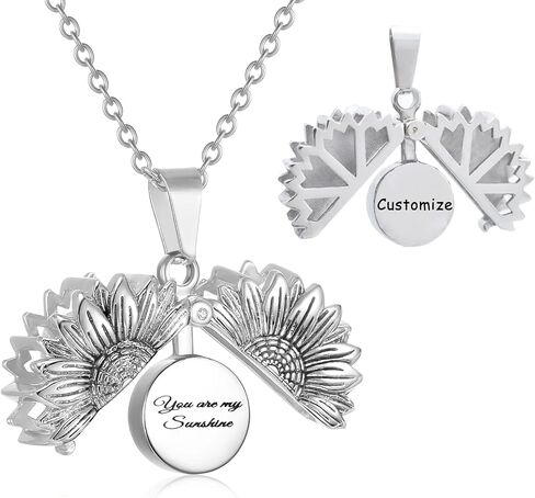 Personalized Sunflower Cremation Jewelry for Ashes You Are My Sunshine Flower Urn Necklace for Ashes of Loved Ones Keepsake Memorial Urn Necklace Pendant for Women Men in Kuwait