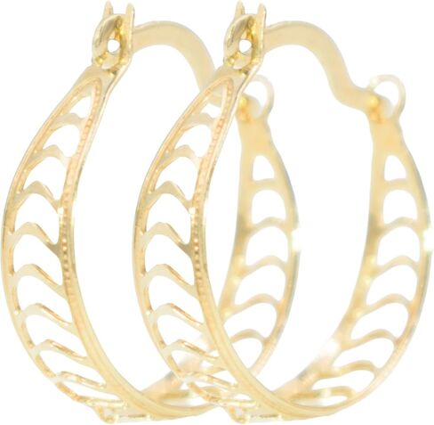 0.62" Inch Ultra Lightweight Geometric Chevron Unique Cutout Cut Out Huggie Hoop Earrings, 18k Yellow Gold Filled Plated, Hinge with Notched Posts in Saudi Arabia