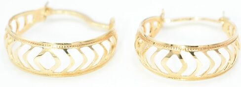 0.62" Inch Ultra Lightweight Geometric Chevron Unique Cutout Cut Out Huggie Hoop Earrings, 18k Yellow Gold Filled Plated, Hinge with Notched Posts in Saudi Arabia