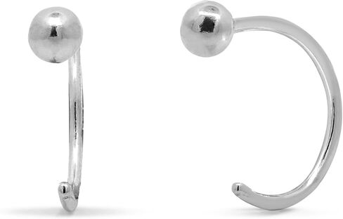 Boma Jewelry Sterling Silver Mini Ball Pull Through Hoop Earrings in Kuwait