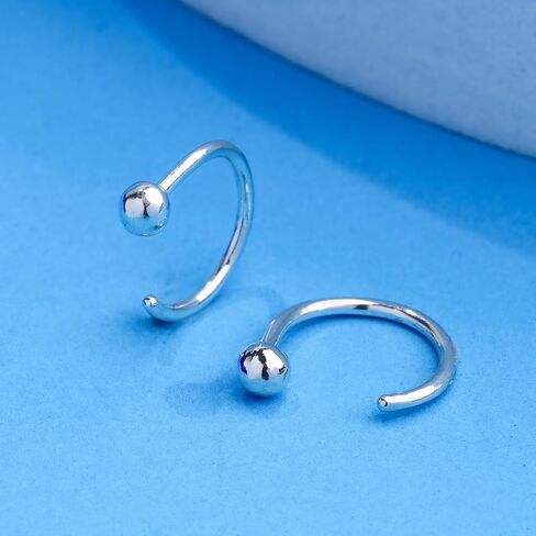 Boma Jewelry Sterling Silver Mini Ball Pull Through Hoop Earrings in Kuwait