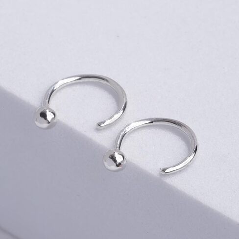 Boma Jewelry Sterling Silver Mini Ball Pull Through Hoop Earrings in Kuwait