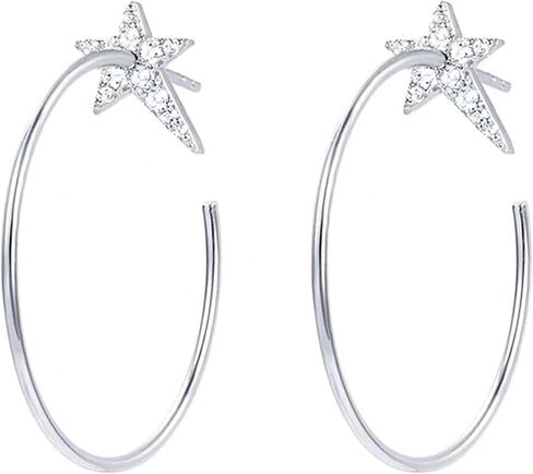 14K Gold Plated Hoop Layering Earrings for Women ，Dainty Trend CZ Big Open Hoops 30 40 50mm 1.6mm Width, Lightweight Gold & Silver & Black Statement Earrings for Party, Festival & Everyday Wear in Saudi Arabia