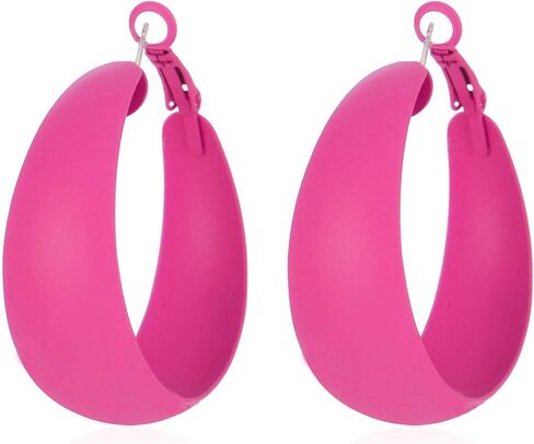 Colorful Large Hoop Earrings 80s 90s Neon Retro C Shape Trendy Chunky Earrings for Women in Saudi Arabia