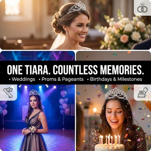 Anderson's Sasha Tiara, 2 3/4 Inches High, Wedding, Bridal, Prom, Pageant Tiara, Queen Or Princess Tiara For Prom, Homecoming, Pageant, Birthday, School Dance, Award, Costume, Party, Event Crowns in Kuwait