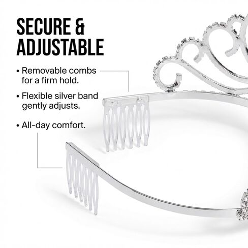 Anderson's Sasha Tiara, 2 3/4 Inches High, Wedding, Bridal, Prom, Pageant Tiara, Queen Or Princess Tiara For Prom, Homecoming, Pageant, Birthday, School Dance, Award, Costume, Party, Event Crowns in Kuwait