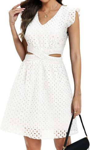 VIMPUNEC Womens Summer Eyelet Fit and Flare Dresses Wedding Guest Formal Cocktail Homecoming A Line Dress in Saudi Arabia