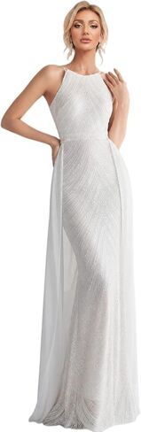 Mermaid Formal Gowns and Evening Dresses with Sequins for Women Halter Long Prom Gown with Tail in Saudi Arabia