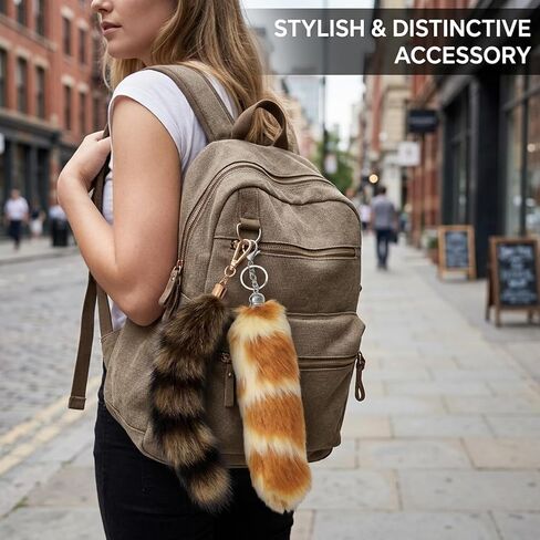 2pcs Fluffy Raccoon Tail Keychain,Handbag Accessory Attachment, therian tail fox tail, therian tail Used for bag keychains or cosplay Costumes in Saudi Arabia