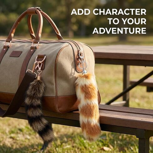 2pcs Fluffy Raccoon Tail Keychain,Handbag Accessory Attachment, therian tail fox tail, therian tail Used for bag keychains or cosplay Costumes in Saudi Arabia