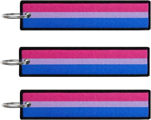JAVD Bisexual Bi Pride Flag Keychain Tag مع حلقة مفاتيح - مفاتيح، سيارات، دراجات نارية، حقائب ظهر، أمتعة وهدايا - EDC (3 عبوات) in Kuwait