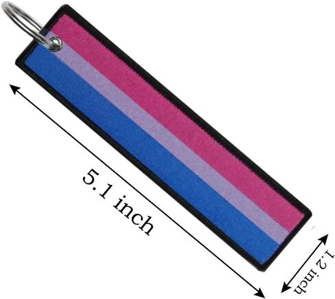 JAVD Bisexual Bi Pride Flag Keychain Tag مع حلقة مفاتيح - مفاتيح، سيارات، دراجات نارية، حقائب ظهر، أمتعة وهدايا - EDC (3 عبوات) in Kuwait