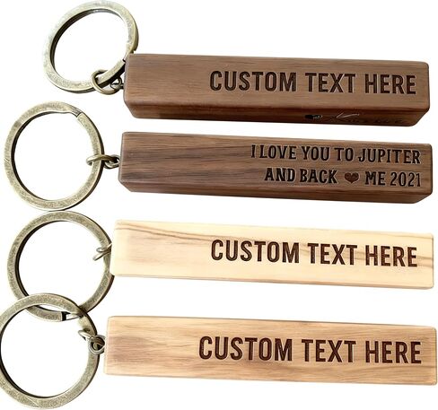 Personalized Wood Keychain Blanks with Copper Straps, Custom Symbols and Text, Women Men Keychains for DIY Various Key Tags, Laser Engraving Material, Wood for Crafts in Saudi Arabia