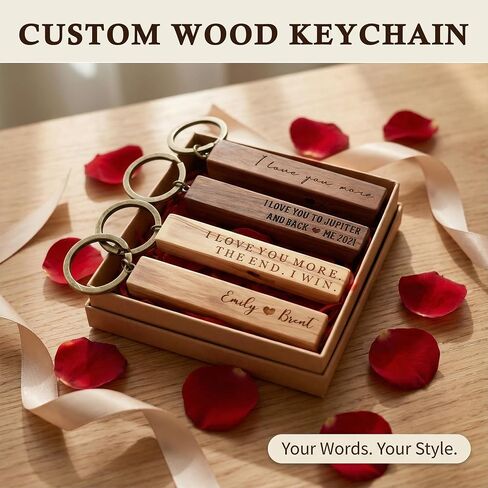 Personalized Wood Keychain Blanks with Copper Straps, Custom Symbols and Text, Women Men Keychains for DIY Various Key Tags, Laser Engraving Material, Wood for Crafts in Saudi Arabia