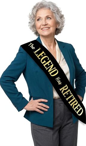 The Legend Has Retired Sash – Elegant Black and Gold Foil Legendary Sash for Both Women and Men & Large Safety Pin. Perfect for Retirement Gifts for women and Men Parties or Retirement Decorations in Saudi Arabia