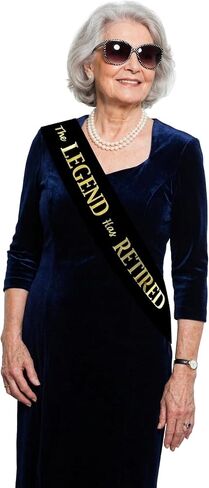 The Legend Has Retired Sash – Elegant Black and Gold Foil Legendary Sash for Both Women and Men & Large Safety Pin. Perfect for Retirement Gifts for women and Men Parties or Retirement Decorations in Saudi Arabia
