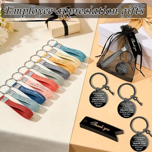 Employee Appreciation Gifts Bulk, Team Gifts for Employees & Office Staff, Thank You Gifts for Coworkers, 10 Sets/ 40 Pcs Thank You Keychains, Organza Bags & Cards in Saudi Arabia