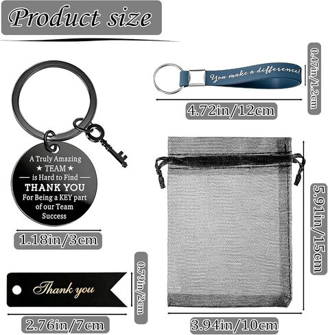 Employee Appreciation Gifts Bulk, Team Gifts for Employees & Office Staff, Thank You Gifts for Coworkers, 10 Sets/ 40 Pcs Thank You Keychains, Organza Bags & Cards in Saudi Arabia