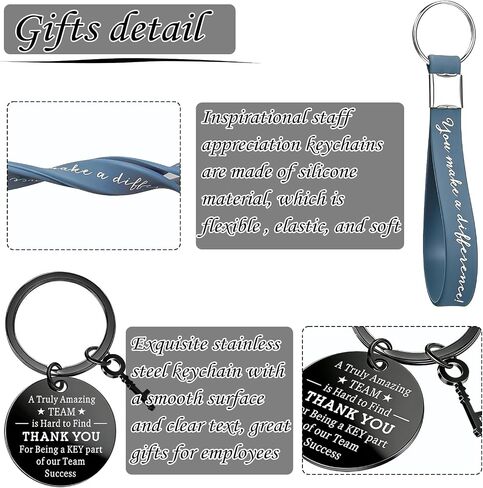Employee Appreciation Gifts Bulk, Team Gifts for Employees & Office Staff, Thank You Gifts for Coworkers, 10 Sets/ 40 Pcs Thank You Keychains, Organza Bags & Cards in Saudi Arabia