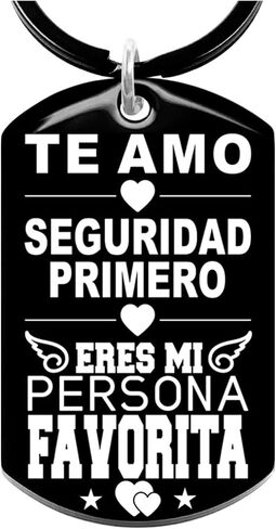 Gifts for Boyfriend Girlfriend Husband Wife - Regalos para San Valentin Hombre Mujer, Regalos para el 14 de Febrero, Spanish Mexico I LOVE YOU, SAFETY FIRST, YOU ARE MY FAORITE PERSON Keychain in Saudi Arabia