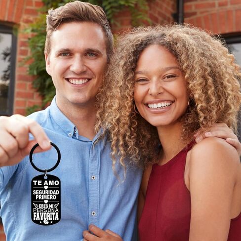 Gifts for Boyfriend Girlfriend Husband Wife - Regalos para San Valentin Hombre Mujer, Regalos para el 14 de Febrero, Spanish Mexico I LOVE YOU, SAFETY FIRST, YOU ARE MY FAORITE PERSON Keychain in Saudi Arabia