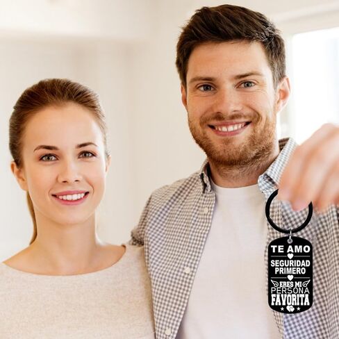 Gifts for Boyfriend Girlfriend Husband Wife - Regalos para San Valentin Hombre Mujer, Regalos para el 14 de Febrero, Spanish Mexico I LOVE YOU, SAFETY FIRST, YOU ARE MY FAORITE PERSON Keychain in Saudi Arabia