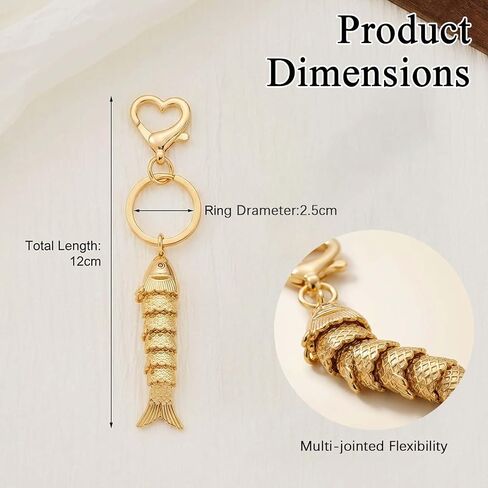 ASIJUNTYECHO Fish Keychain, Beach Keychain, Fishing Keychain, Articulated Sardine Fish Pendant Key Charm for Tote Purse Bag Accessories in Saudi Arabia