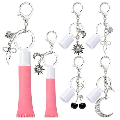 Keychain Cap Compatible with Summer Fridays 0.5 oz Lip Balm, 4Pcs Silver Lipbalm Holder with Cherries Bow for Bag Wallet Keys Lipstick, Key Chain Charm Hooks for Women Accessories in Saudi Arabia