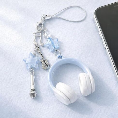 Headphones Phone Wrist Strap – Musical Phones Lanyard Phone Charms for Women with Microphone and Guitar, Cool Smartphone Charm Straps Gifts for Girls, Friends and Music Lovers in Saudi Arabia