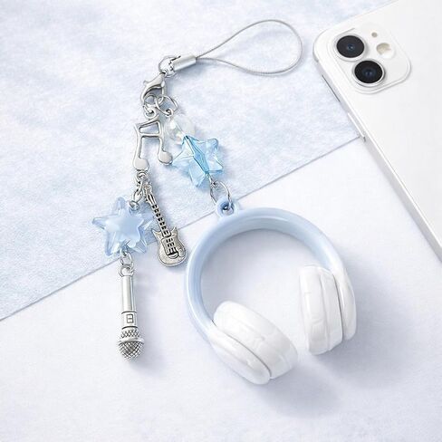 Headphones Phone Wrist Strap – Musical Phones Lanyard Phone Charms for Women with Microphone and Guitar, Cool Smartphone Charm Straps Gifts for Girls, Friends and Music Lovers in Saudi Arabia