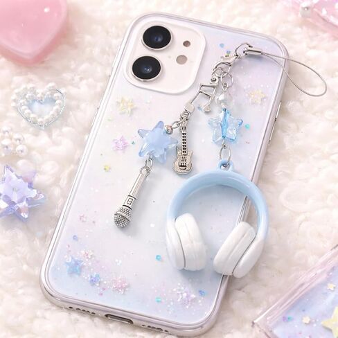 Headphones Phone Wrist Strap – Musical Phones Lanyard Phone Charms for Women with Microphone and Guitar, Cool Smartphone Charm Straps Gifts for Girls, Friends and Music Lovers in Saudi Arabia