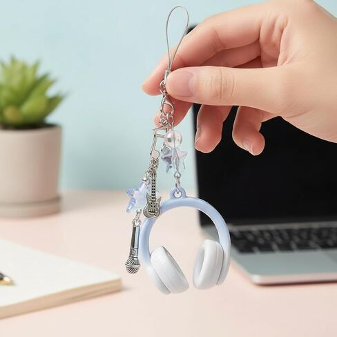 Headphones Phone Wrist Strap – Musical Phones Lanyard Phone Charms for Women with Microphone and Guitar, Cool Smartphone Charm Straps Gifts for Girls, Friends and Music Lovers in Saudi Arabia