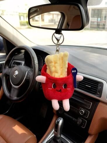3 Pieces Cute Food Plush Car Keychains Set, Fried Chicken Burger French Fries Design, Soft Stuffed Doll Bag Charm with Keyring, Birthday Gifts for Friend in Saudi Arabia