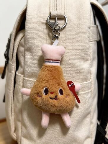 3 Pieces Cute Food Plush Car Keychains Set, Fried Chicken Burger French Fries Design, Soft Stuffed Doll Bag Charm with Keyring, Birthday Gifts for Friend in Saudi Arabia