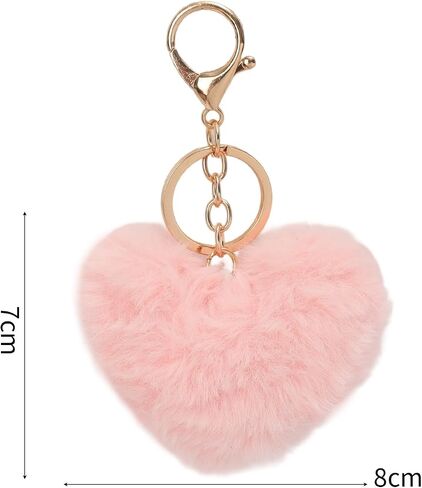 New Love Heart Imitation Rabbit Fur Solid Color Keychain Fluffy Women Fashion Backpack Car Key ChainDecoration Accessories in Kuwait
