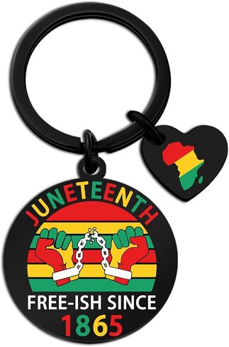 سلسلة مفاتيح Juneteenth ديكورات شهر التاريخ الأسود 1865 سلسلة مفاتيح Juneteenth Day تفضل الحفلات الأمريكية الأفريقية هدايا يوم الحرية للنساء والرجال in Kuwait