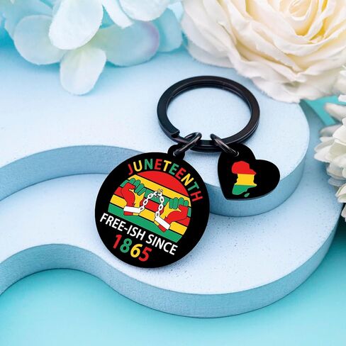 سلسلة مفاتيح Juneteenth ديكورات شهر التاريخ الأسود 1865 سلسلة مفاتيح Juneteenth Day تفضل الحفلات الأمريكية الأفريقية هدايا يوم الحرية للنساء والرجال in Kuwait