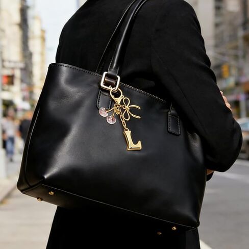 Bubble Initial Keychain for Women, Gold Letter Bag Charm with Bow & Cherry, Cute Handbag Accessory Gift in Saudi Arabia